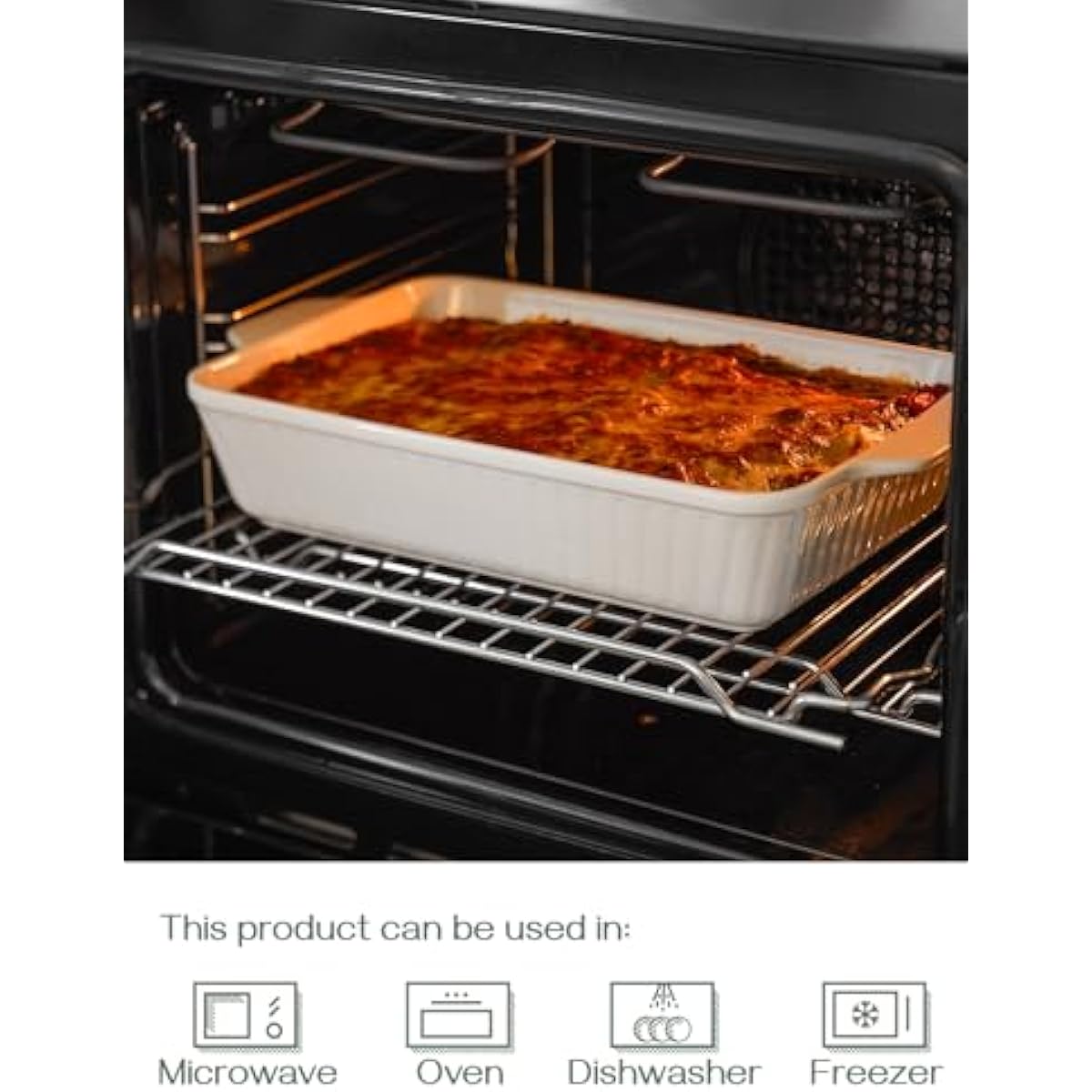 DOWAN Casserole Dish, 9x13 Ceramic Baking Dish, Large Lasagna Pan Deep for Oven, 4.2 Quarts Baking Pan with Handles, Oven Safe and Durable Bakeware for Lasagna, Home Decor, Wedding Gift, Soft White