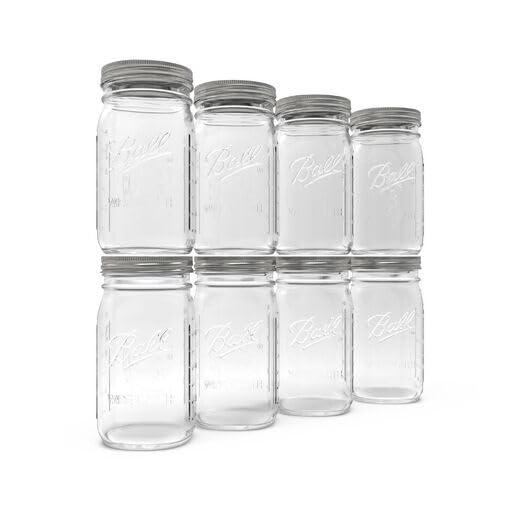 Ball Wide Mouth Pint 16-Ounce Glass Mason Jar with Lids and Bands, 12-Count
