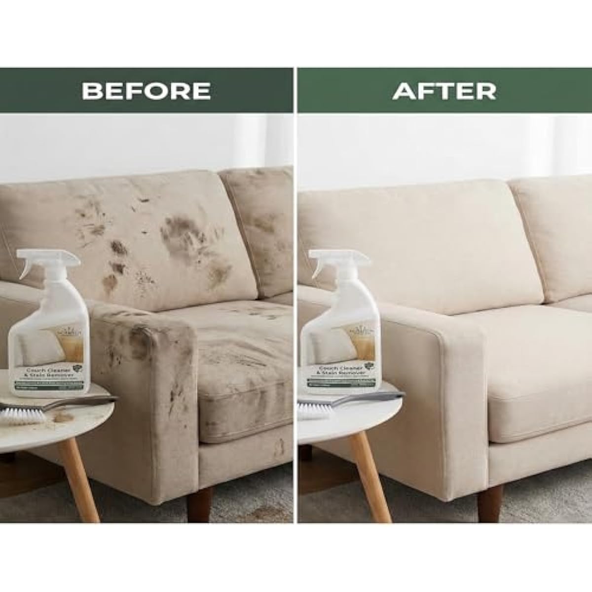 Couch Cleaner and Stain Remover Spray – Professional Strength, Multi-Surface Fabric and Upholstery Cleaner – Pet-Safe, Non-Toxic, Quick-Drying for Couches, Sofas & Car Interiors.