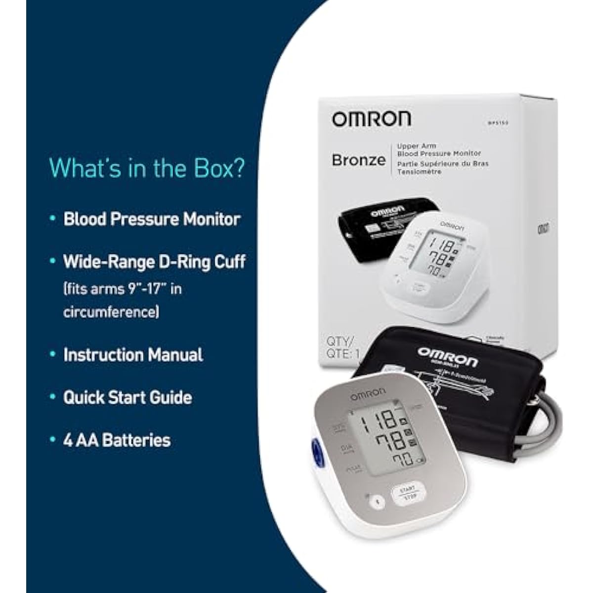OMRON Bronze Blood Pressure Monitor for Home Use & Upper Arm Blood Pressure Cuff - #1 Doctor & Pharmacist Recommended Brand - Clinically Validated - Connect App