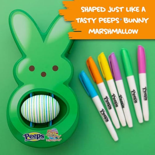 The Eggmazing Egg Decorator - Peeps Bunny - Arts and Craft Set Includes 6 Colorful Quick Drying, Non-Toxic Markers (Green, Ages 3 and Up)