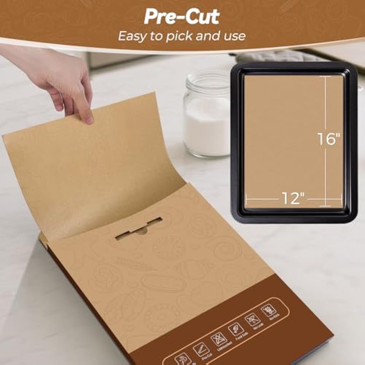 360 Count 12"x 16" Heavy Duty Parchment Paper Sheets for Baking, No-Stick & No-Leak Unbleached Baking Paper, Pre-cut Half Parchment Paper Sheets for Oven, Air Fryer, Microwave
