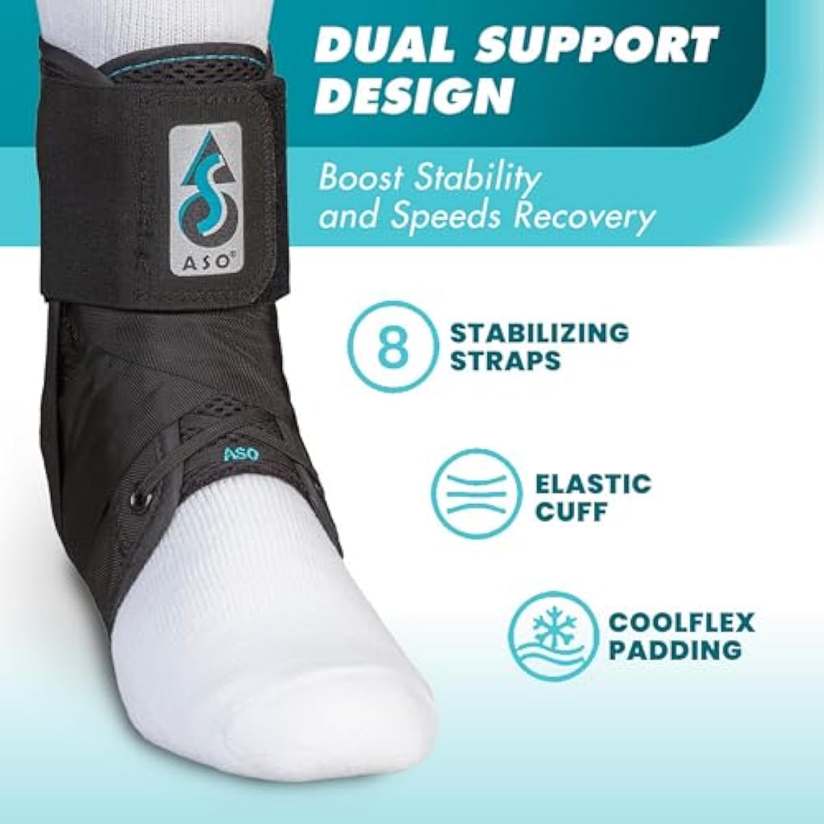 Med Spec ASO Ankle Stabilizer - Lace Up Ankle Brace for Sprained Ankle and Peroneal Tendonitis, Orthopedic Ankle Support for Men, Women, Adults, Teens and Kids, Sports Injury Recovery