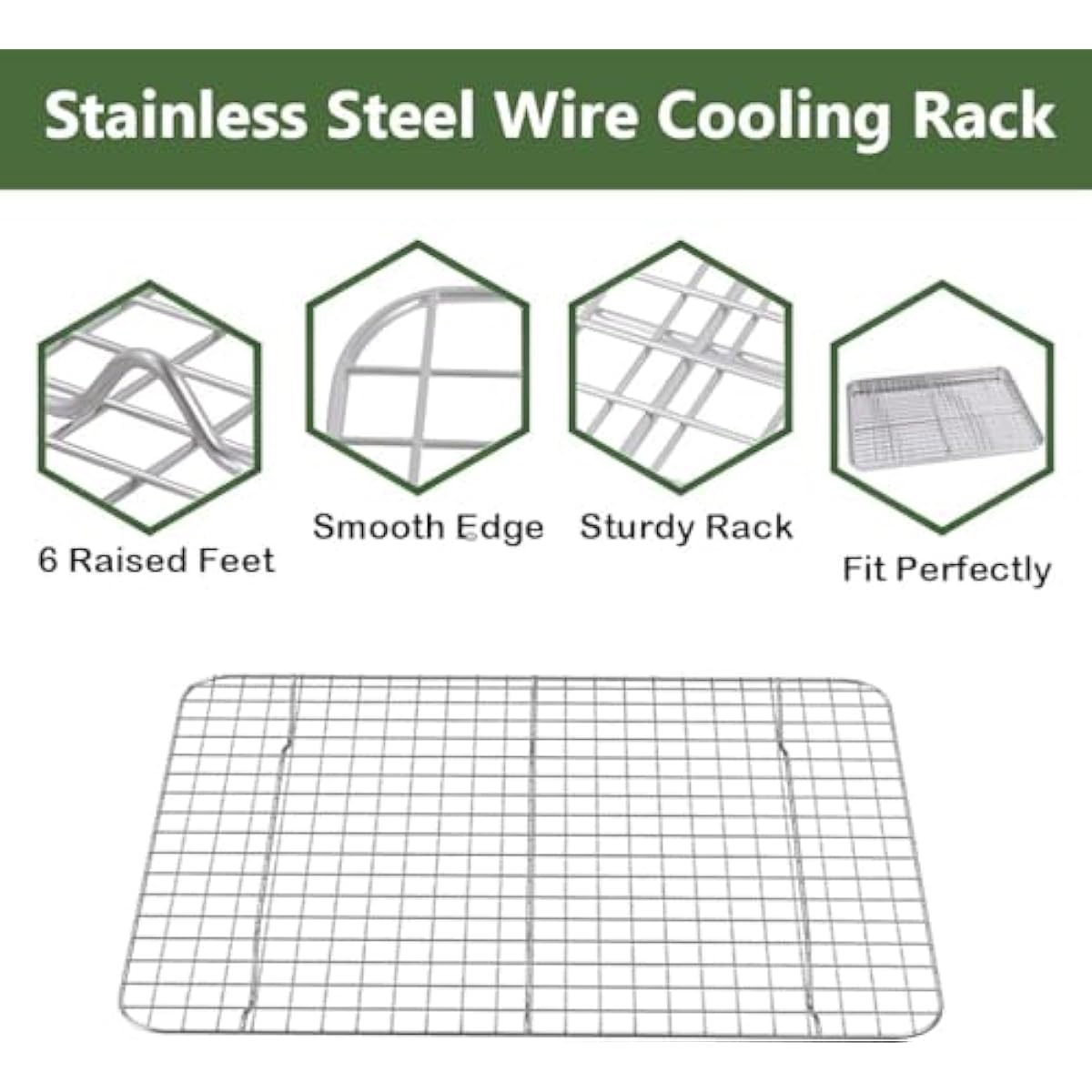 ROTTAY Baking Sheet with Rack Set (2 Pans + 2 Racks), Stainless Steel Cookie Sheet with Cooling Rack, Nonstick Baking Pan, Warp Resistant & Heavy Duty & Rust Free, Size 16 x 12 x 1 Inches