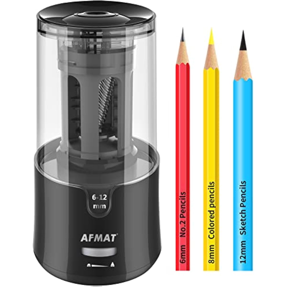 AFMAT Electric Pencil Sharpener - Auto Stop, Super Sharp & Fast, Plug in Pencil Sharpener for 6-12mm No.2/Colored Pencils - Classroom/Office/Home PS92