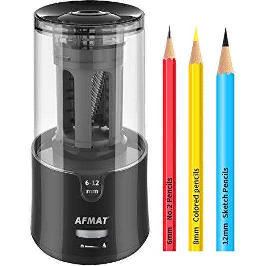 AFMAT Electric Pencil Sharpener - Auto Stop, Super Sharp & Fast, Plug in Pencil Sharpener for 6-12mm No.2/Colored Pencils - Classroom/Office/Home PS92