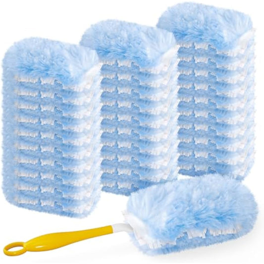 Duster Refill for Swiffer Duster, 30 Count Heavy Duty 2 Side 360° Duster Refills with 1 Handle, 4X Microfibers, Disposable Multi Surface Dusters for Cleaning