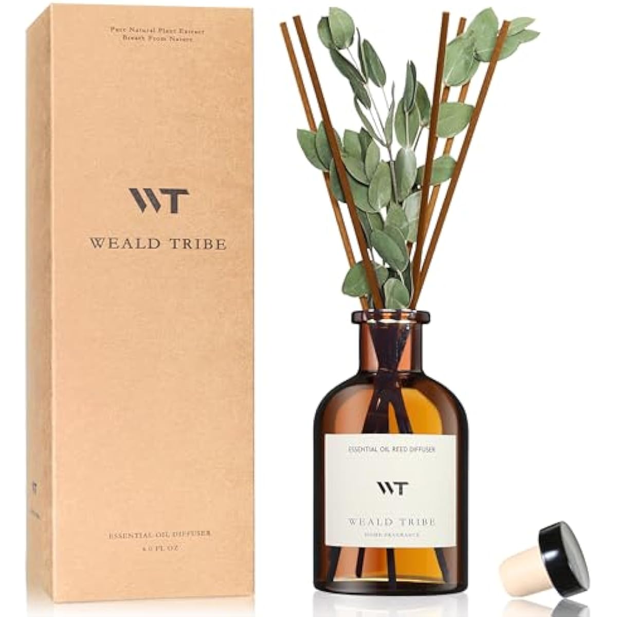 WEALD TRIBE Flower Reed Diffuser Set Eucalyptus & Lavender Scent For Bathroom Accessories Shelf Decor & Air Fresheners, Sticks Defusers With 4.0 fl oz Essential Oils, House Bedroom Office Decor & Gift