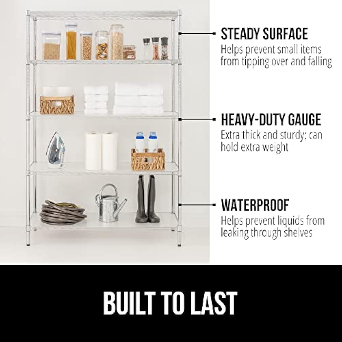 GORILLA GRIP ShelfGuard Wire Shelf Liner Compatible with Amazon Basics Shelving Unit, Set of 4 Waterproof Liners for Organizing Metal Rack Shelves, Kitchen Cabinets, Cupboard, Pantry, 14x36 Clear