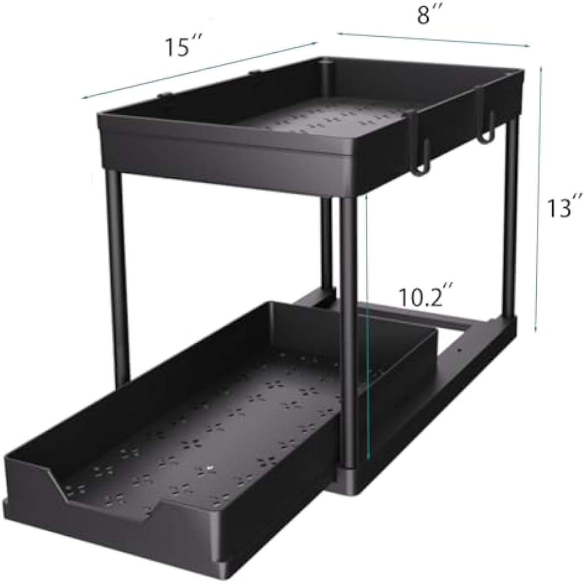 DEKAVA Under Sink Organizer 2 Pack, Bathroom Cabinet Organizer, 2 Tier Sliding Cabinet Basket Organizer Drawer, Multi-Purpose Bath Collection Baskets for Bathroom (Black)