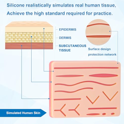 Suture Practice Kit,Silicone Suturing Pad with Wound Closure Trainer for Nursing,Vet and Medical School Training,Education Only.