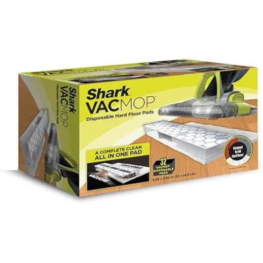 Shark VACMOP Disposable Hard Floor Pad Refills, Compatible with VM252 & VM180, No-Touch Disposal, for use on All Sealed Floors - Stone, Hardwood, Laminate & Tile, (32 Count Total), VMP32