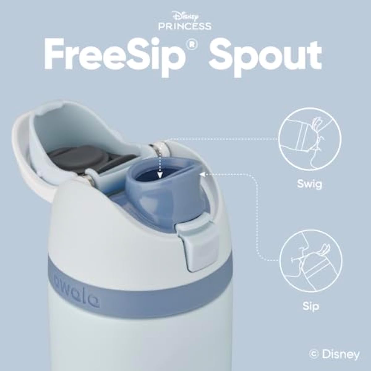 Owala Disney Princess FreeSip Insulated Stainless Steel Water Bottle with Straw for Sports and Travel, BPA-Free Sports Water Bottle, 24 oz, Cinderella