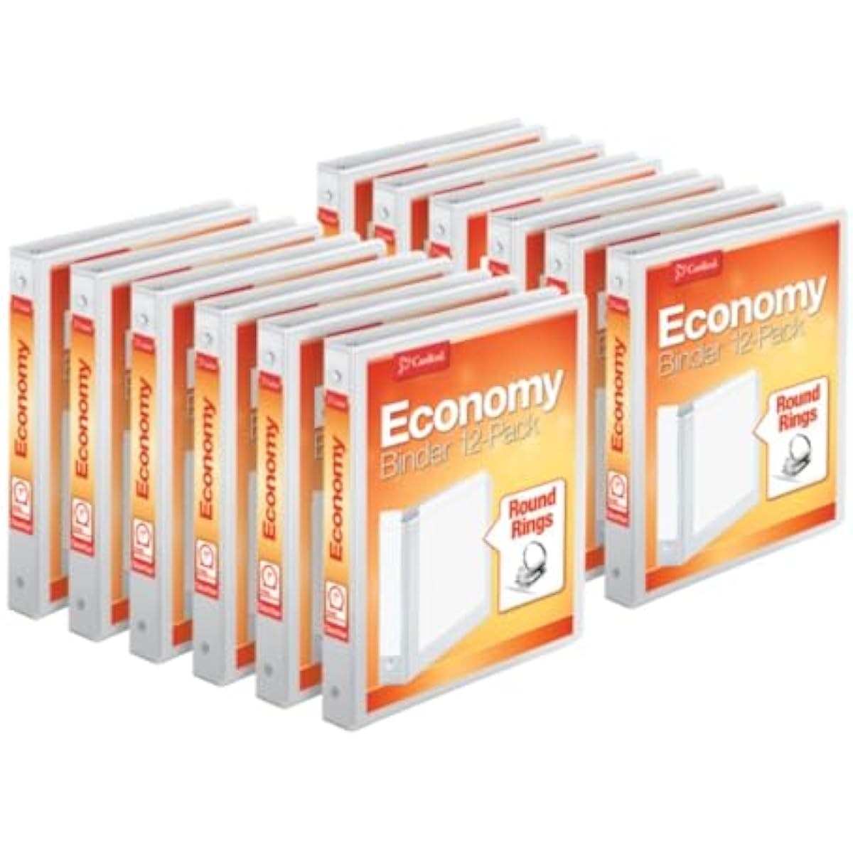 Cardinal Economy 3-Ring Binders, 1", Round Rings, Holds 225 Sheets, ClearVue Presentation View, Non-Stick, White, Carton of 12 (90621)