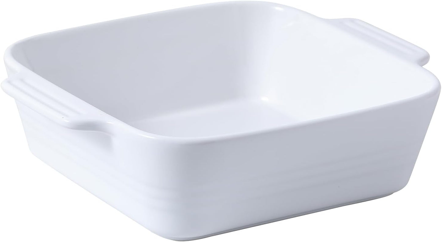 DOWAN Casserole Dish, 9x13 Ceramic Baking Dish, Large Lasagna Pan Deep for Oven, 4.2 Quarts Baking Pan with Handles, Oven Safe and Durable Bakeware for Lasagna, Home Decor, Wedding Gift, Soft White