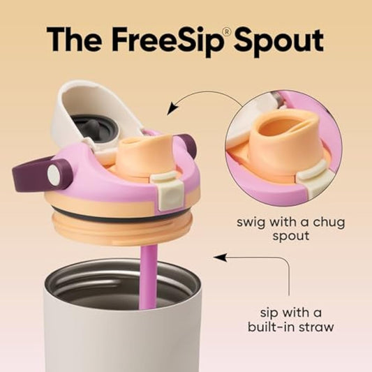 Owala FreeSip Sway Insulated Stainless Steel Water Bottle with Two-Way Spout, Built-In Straw and Bucket Handle, Made for Travel, School, and Sports, 30oz, BPA Free, Leak Proof, Daybreak