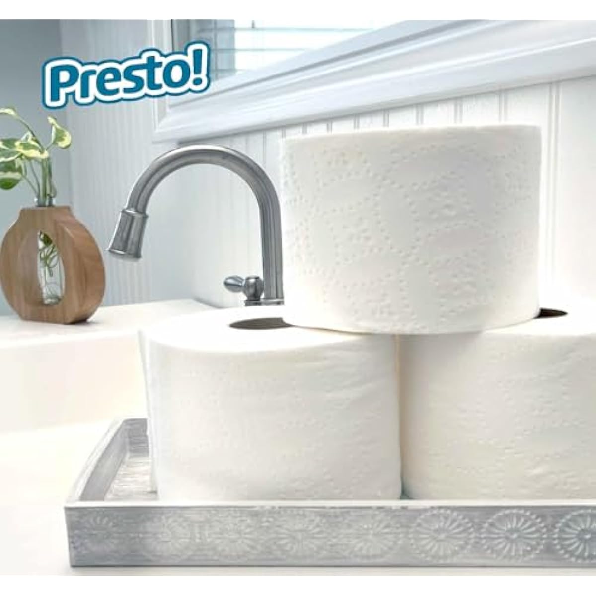 Amazon Brand - Presto! 2-Ply Ultra-Soft Toilet Paper, 6 Family Mega Rolls = 30 regular rolls, 1878 Count (6 roll of 313 sheets), Unscented, White