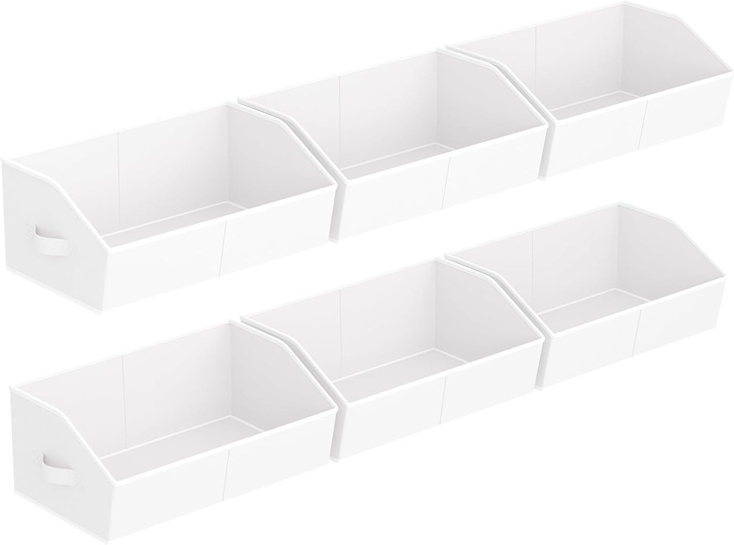 Closet Organizers Bins 6 Packs - Large Closet Shelf Organizer with Handles, Fabric Trapezoid Storage Bins, Collapsible Storage Cubes for Clothes, Towels, Light Gray