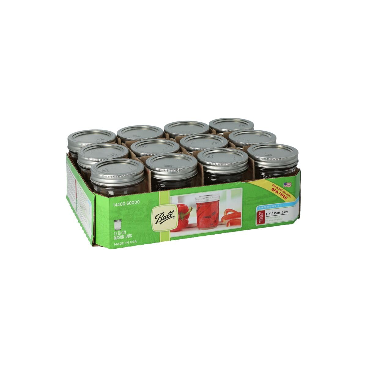 Ball Wide Mouth Pint 16-Ounce Glass Mason Jar with Lids and Bands, 12-Count