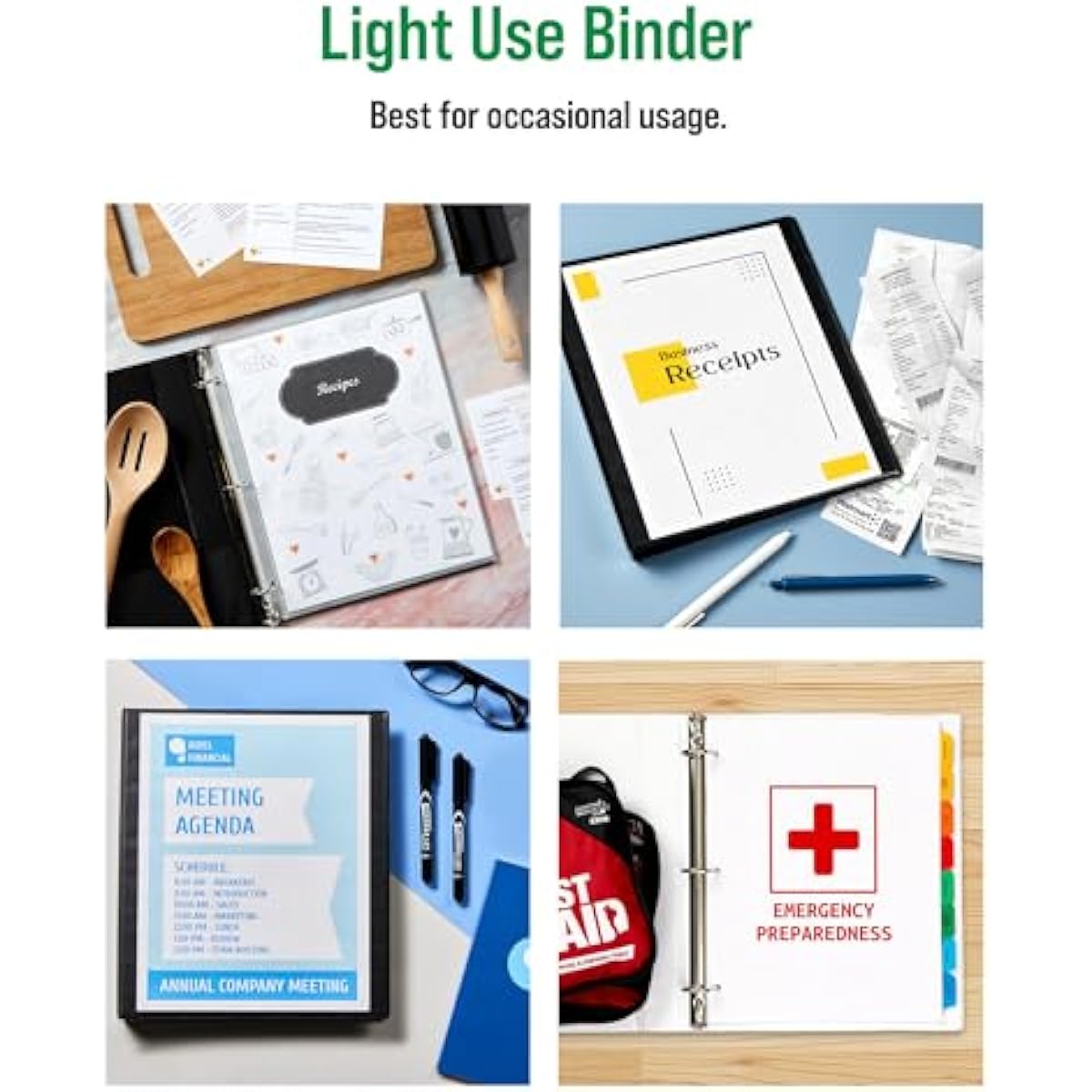 Office Essentials Economy View 3 Ring Binders, 0.5" Round Rings, 0.7" Spine, 100-Sheet Capacity, White Binders (12-Pack of 03422)