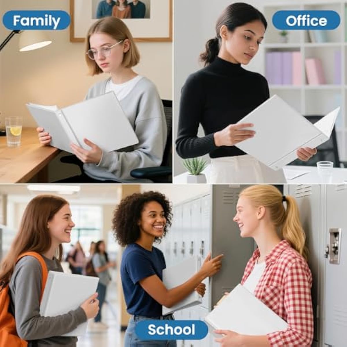 SUNEE 3 Ring Binders 1 Inch 12 Pack, Clear View Binders Bulk Three Ring PVC-Free (Fit 8.5x11 Inches) for School or Office Supplies, White