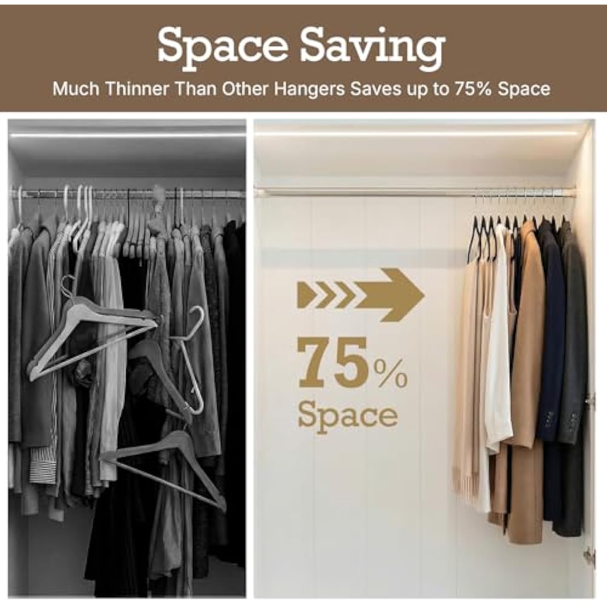 HOUSE DAY Black Velvet Hangers 60 Pack, Non Slip Clothes Felt Hanger Heavy Duty for Coat, Premium Slim Space Saving Suit Hangers for Closet Organizer, 360° Rotating Silver Hook