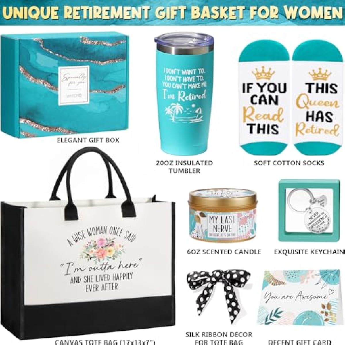 Retirement Gifts for Women 2026, Best Cool Retirement Gifts for Coworker Teacher Nurses Boss Friends Mom Grandma Retirees, Coworker Farewell Leaving Going Away Gift with 20Oz Tumbler Canvas Tote Bag