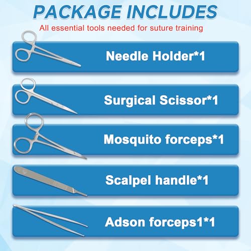 Suture Practice Kit,Silicone Suturing Pad with Wound Closure Trainer for Nursing,Vet and Medical School Training,Education Only.