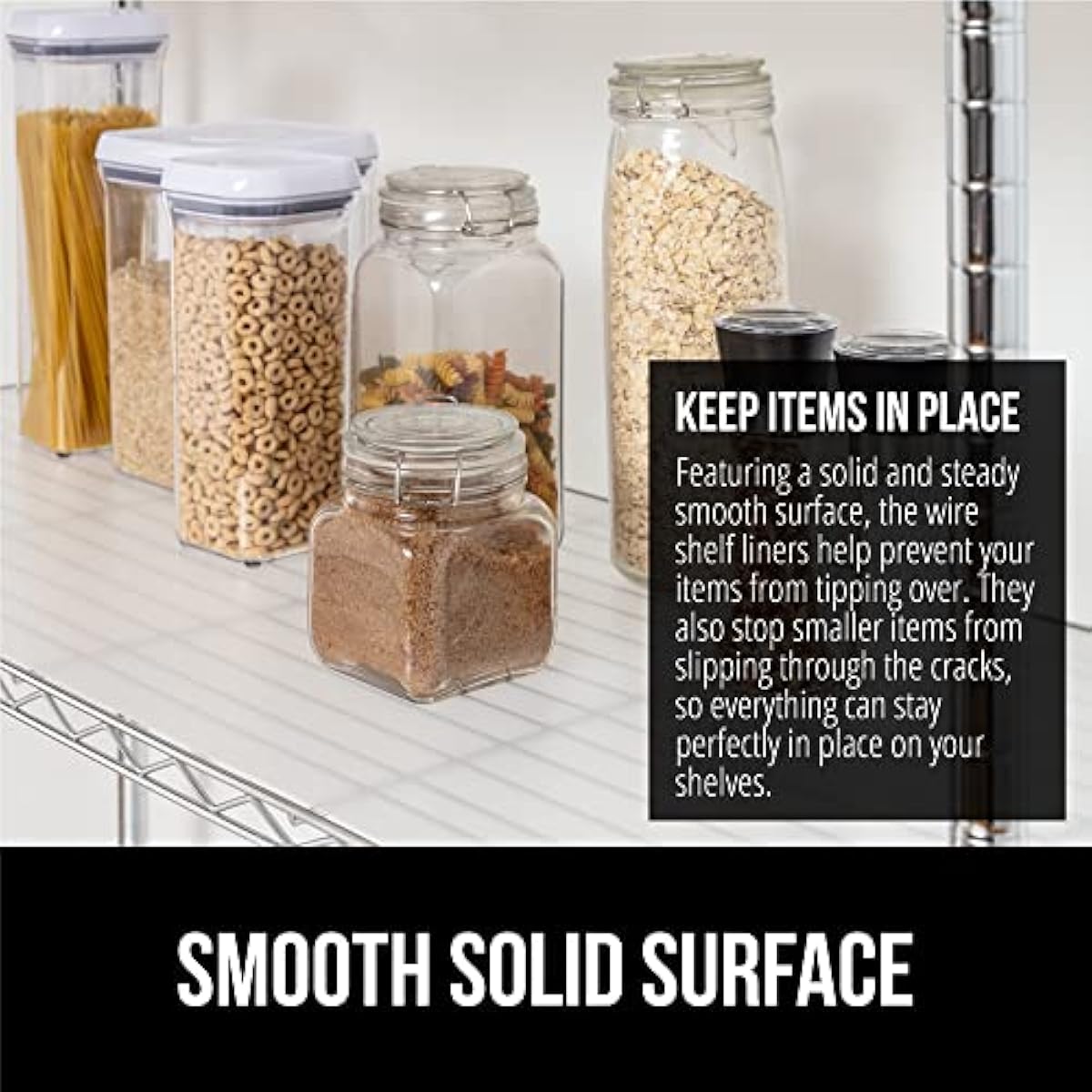 GORILLA GRIP ShelfGuard Wire Shelf Liner Compatible with Amazon Basics Shelving Unit, Set of 4 Waterproof Liners for Organizing Metal Rack Shelves, Kitchen Cabinets, Cupboard, Pantry, 14x36 Clear