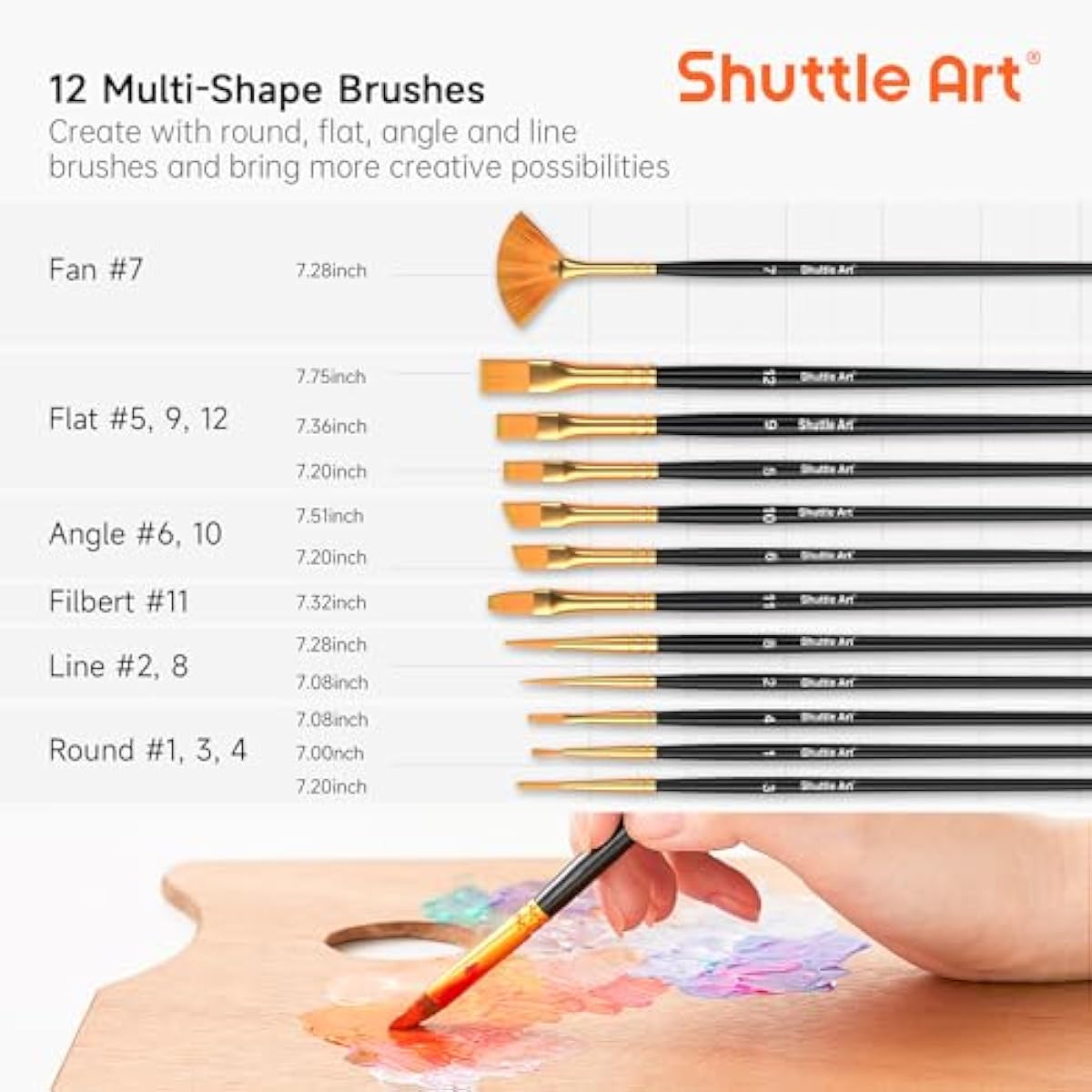 Shuttle Art Acrylic Paint, 50 Colors Acrylic Paint Set, 2oz/60ml Bottles, Rich Pigments, Water Proof, Premium for Artists, Beginners and Kids on Canvas Rocks Wood Ceramic Fabric
