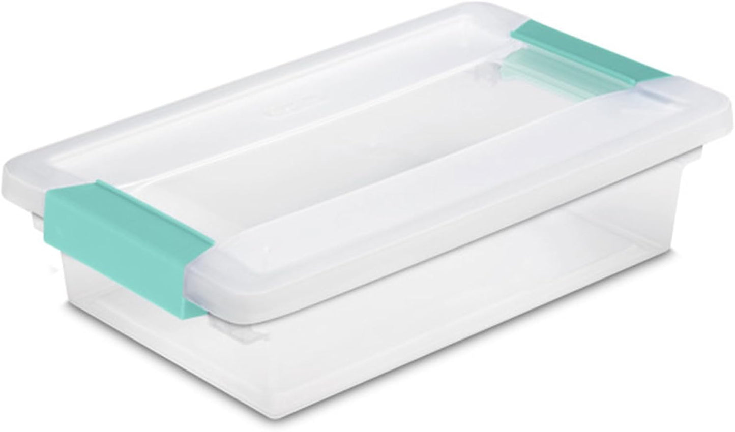 Sterilite 6-Pack Clip Box, Stackable Clear Plastic Bins with Latching Lids, Large - Writing, Arts or Crafts Supplies Storage Containers for Home, Office, Classroom and Workshop Organization
