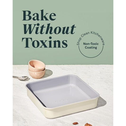 Caraway Non-Stick Ceramic 9” Square Pan - Naturally Slick Ceramic Coating - Non-Toxic, PTFE & PFOA Free - Perfect for Brownies, Lemon Bars, Cakes, & More - Navy