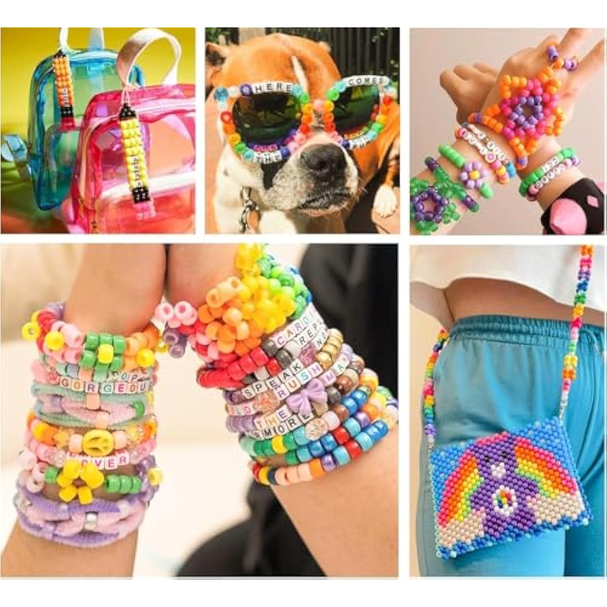 5 Boxes Bracelet Making Kit Pony Beads, 96 Colors 6x9mm 3500Pcs Kandi Rave Beads for Bracelets Friendship Plastic Bead with 800Pcs Letter Bead Arts and Crafts for Kids Adults Keychain Jewelry Making