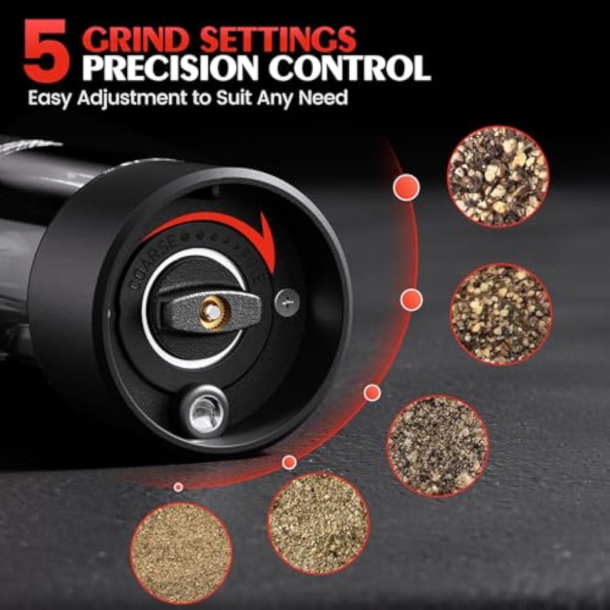 Electric Salt and Pepper Grinder Set Automatic Battery Pepper Mill Shakers Adjustable Coarseness Upgraded Larger Capacity with Led Home and Kitchen Appliances Birthday Gifts for Women Mom