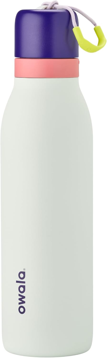 Owala FreeSip Twist Insulated Stainless Steel Water Bottle with Straw for Sports and Travel, BPA-Free, 24-oz, Blue/Grey (Foggy Tide)