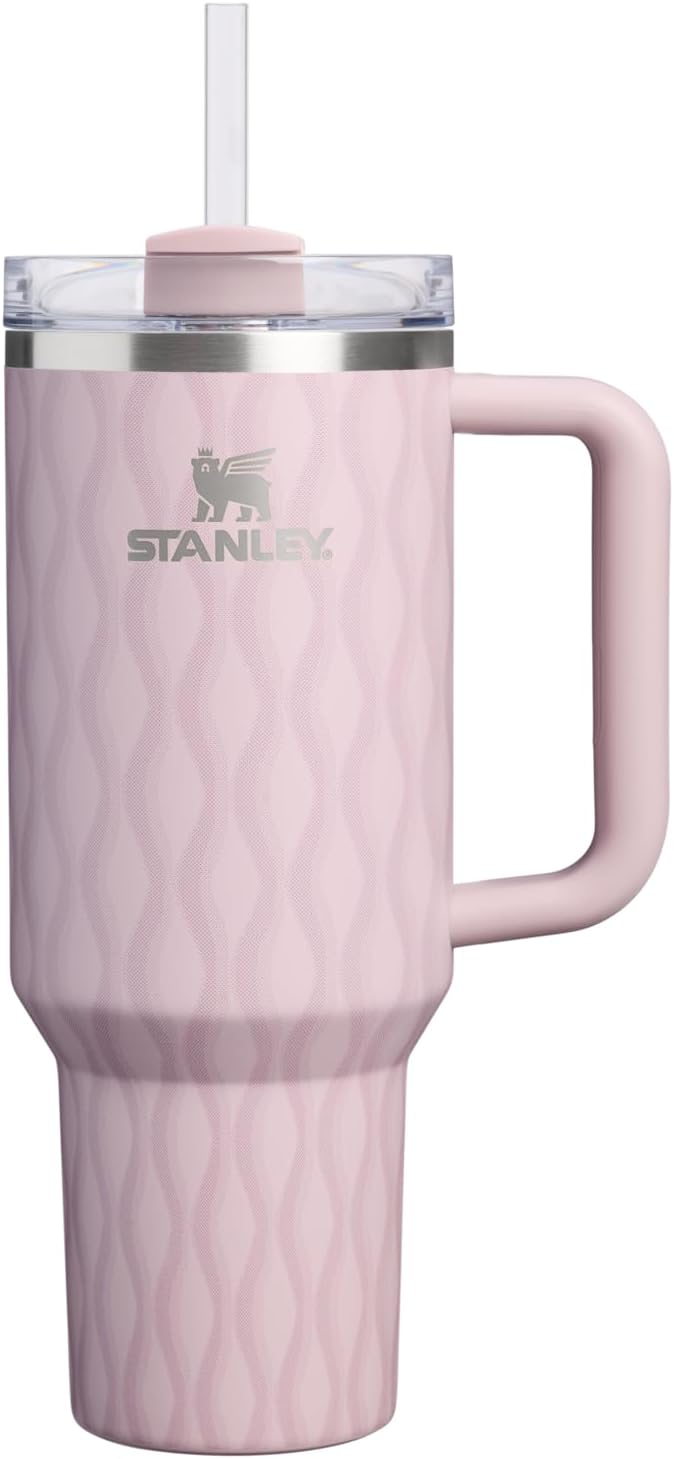 STANLEY Quencher H2.0 Tumbler with Handle and Straw 40 oz | Flowstate 3-Position Lid | Cup Holder Compatible for Travel | Insulated Stainless Steel Cup | BPA-Free | Cherry Blossom