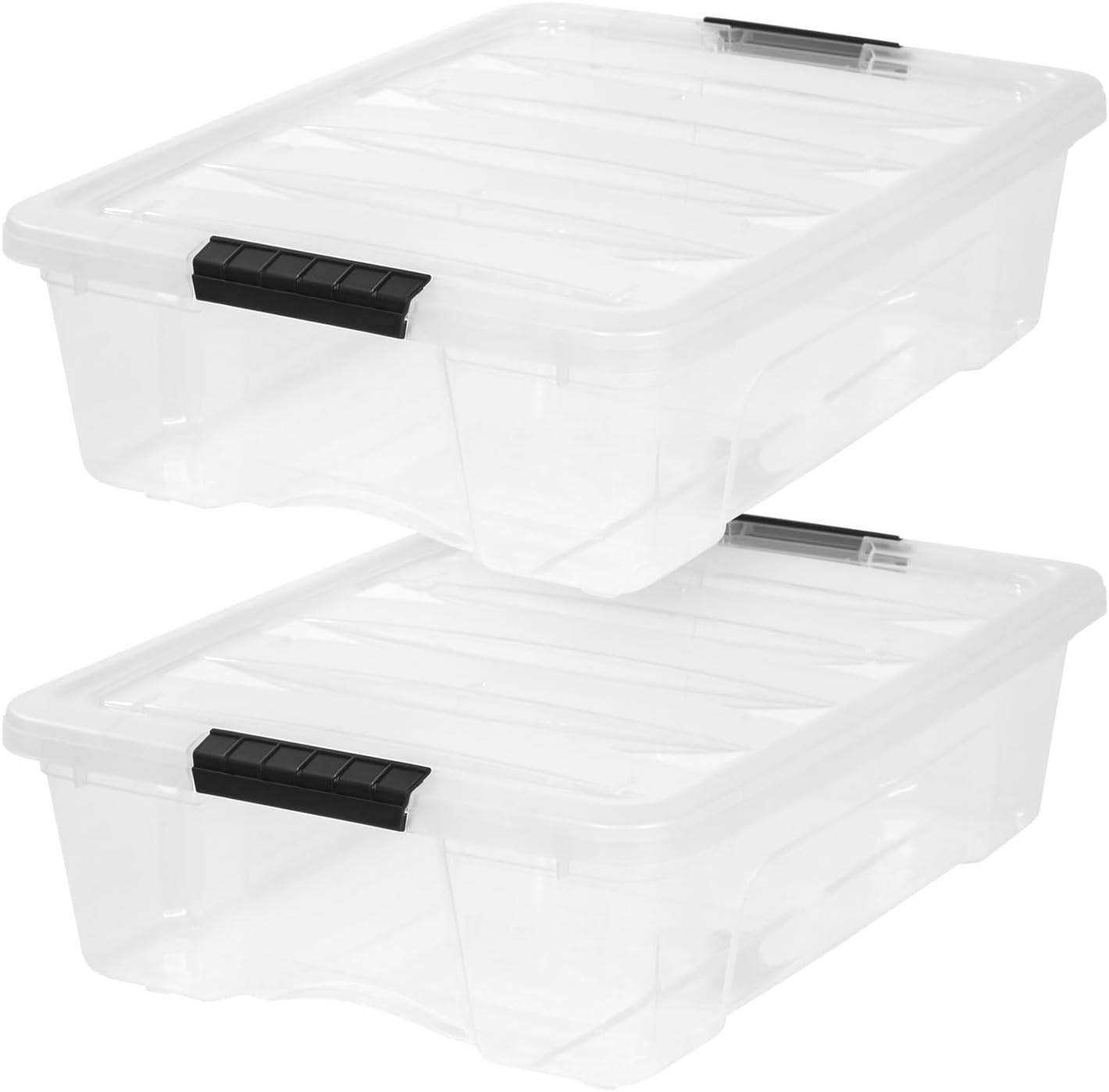 IRIS USA 13 QT Plastic Storage Box with Lid and Latches - 6 Pack - BPA-Free, See-Through Organizing Solution, Durable Nestable Stackable Containers, Secure Pull Handle - Clear