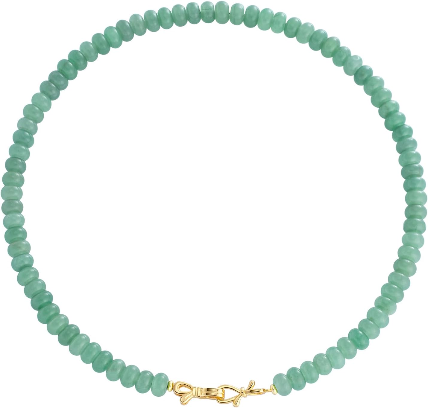 Rainbow Colorful Gemstone Beaded Choker Necklace for Women 14K Gold Bow Birthstone Beads Chokers 18inches
