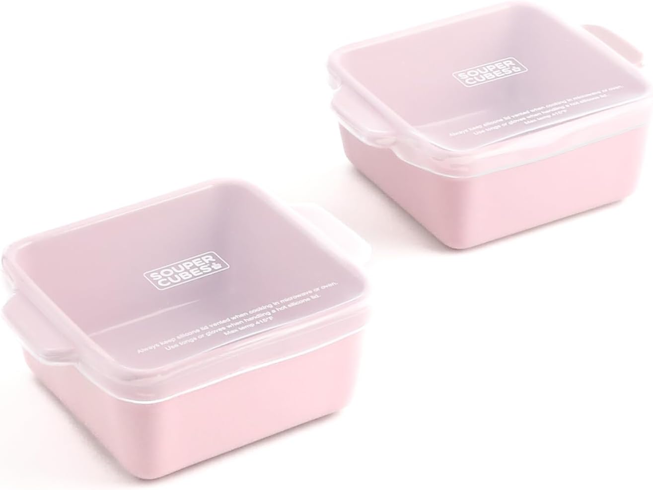 Souper Cubes Stoneware 2.0-5" x 5" Baking Dishes for Oven, Made in USA, Premium Mini Ceramic Baking Dishes with Silicone Covers for Individual Portions, Set of 2 - White