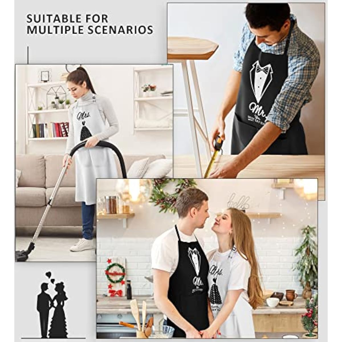 Mr & Mrs Aprons for Couple Gift-Anniversary,Bridal Shower,Wedding,Engagement,Christmas Gifts for Couple,Kitchen Gift Set