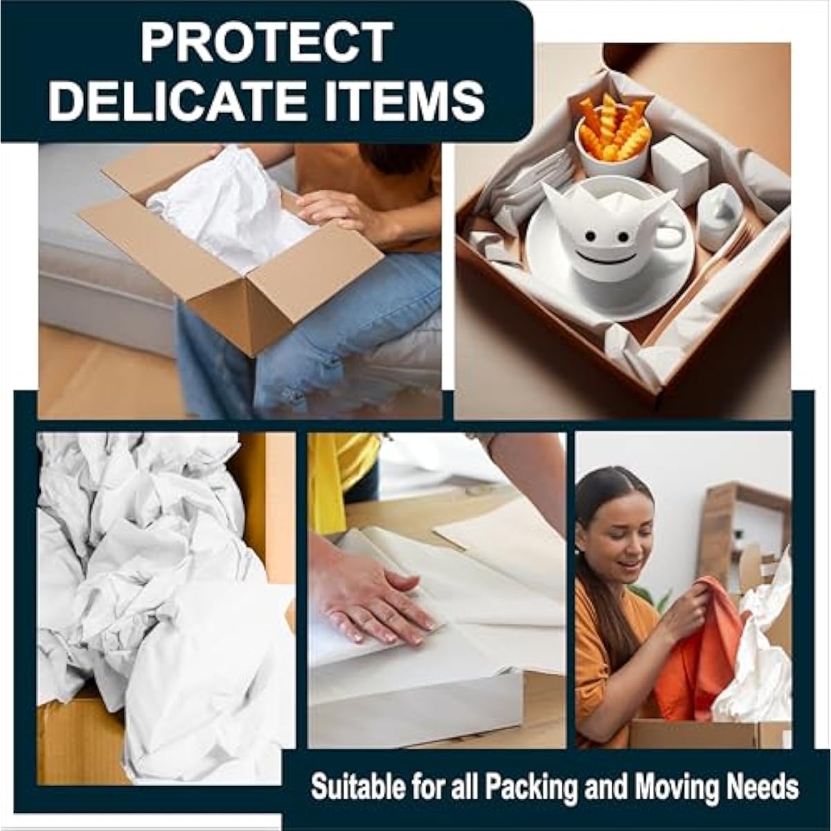 Purple Papers White Bulk Packing Paper | 320 sheets | 27" x 17" | 10 lb | Sheets for Moving - Newsprint Paper - Must Have in Your Moving Supplies | Newsprint Papers | Packaging Paper
