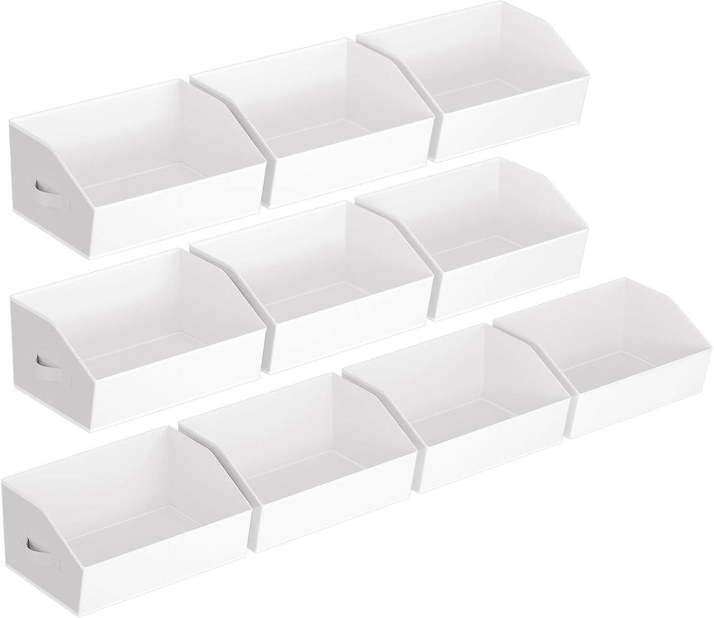 Closet Organizers Bins 6 Packs - Large Closet Shelf Organizer with Handles, Fabric Trapezoid Storage Bins, Collapsible Storage Cubes for Clothes, Towels, Light Gray