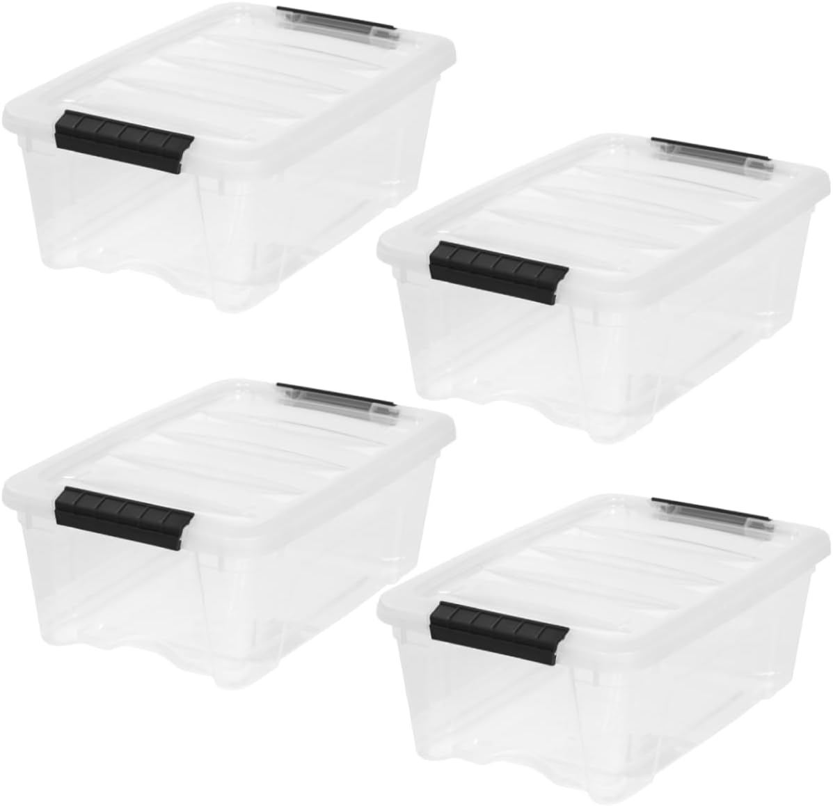 IRIS USA 13 QT Plastic Storage Box with Lid and Latches - 6 Pack - BPA-Free, See-Through Organizing Solution, Durable Nestable Stackable Containers, Secure Pull Handle - Clear