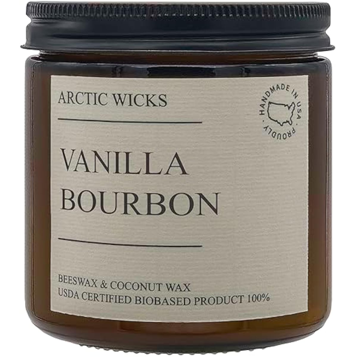 Vanilla Bourbon Candle | Arctic Wicks 16oz Coconut & Beeswax Candles | Scented Non-Toxic Candles for Fall, Winter, Holidays, Gifts for Him, Whiskey Bourbon, Vanilla | USDA Certified Biobased