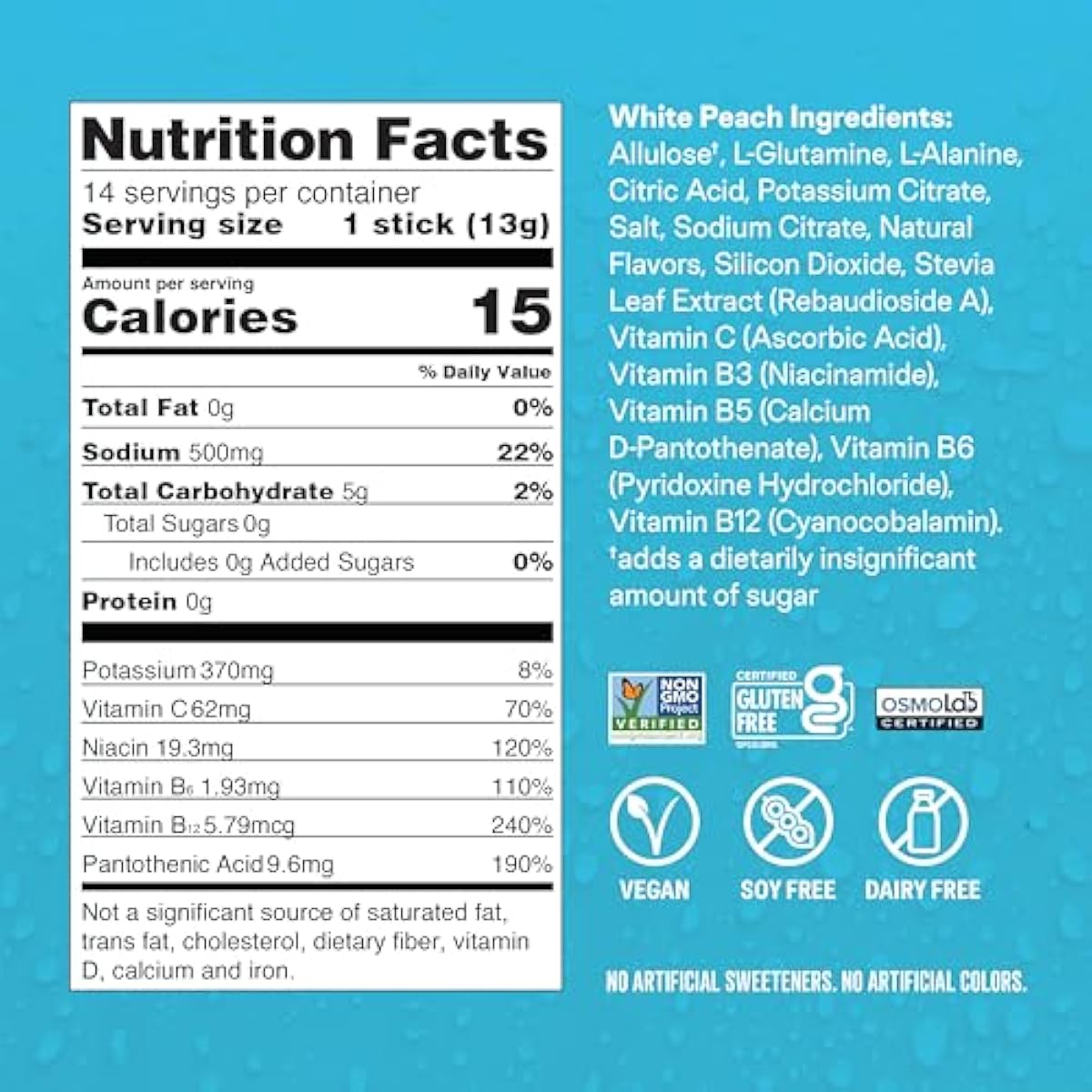 Liquid I.V.® Hydration Multiplier Sugar-Free - White Peach | Electrolyte Powder Drink Mix | 1 Pack (14 Servings)