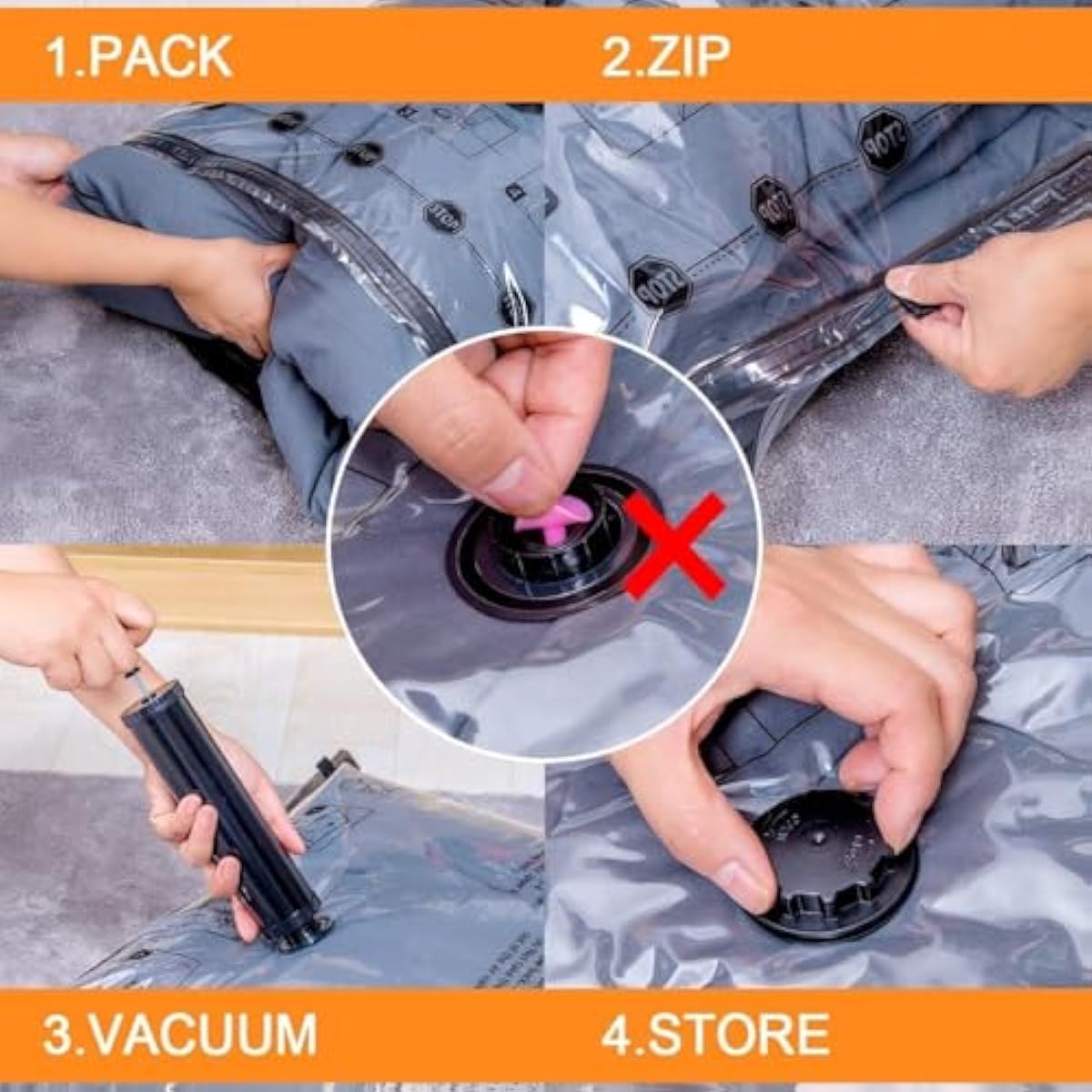 GONGSHI Vacuum Storage Bags, Space Saver Bags for Clothing,Blankets,Comforters, Pillows, Clothes,Travel,32 Combo-EPUMP