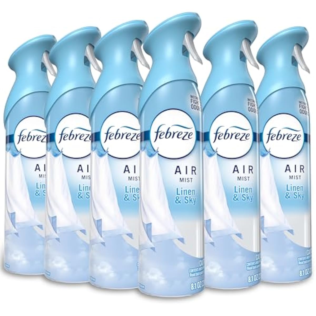 Febreze Air Mist, Air Freshener Spray, Odor Fighting Room Spray, Deodorizer for Home Bathroom Kitchen Office Apartment Dorm Room Classroom, Linen & Sky Scent, 8.1oz (Pack of 6)