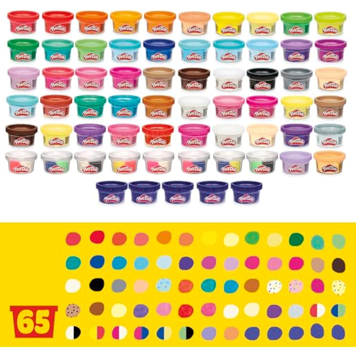 Play-Doh Ultimate Color Collection 65-Pack of 1-oz Cans, Includes Sparkle, Confetti & Color Burst, Back to School Classroom Supplies, Preschool Toys, Ages 2+ (Amazon Exclusive)