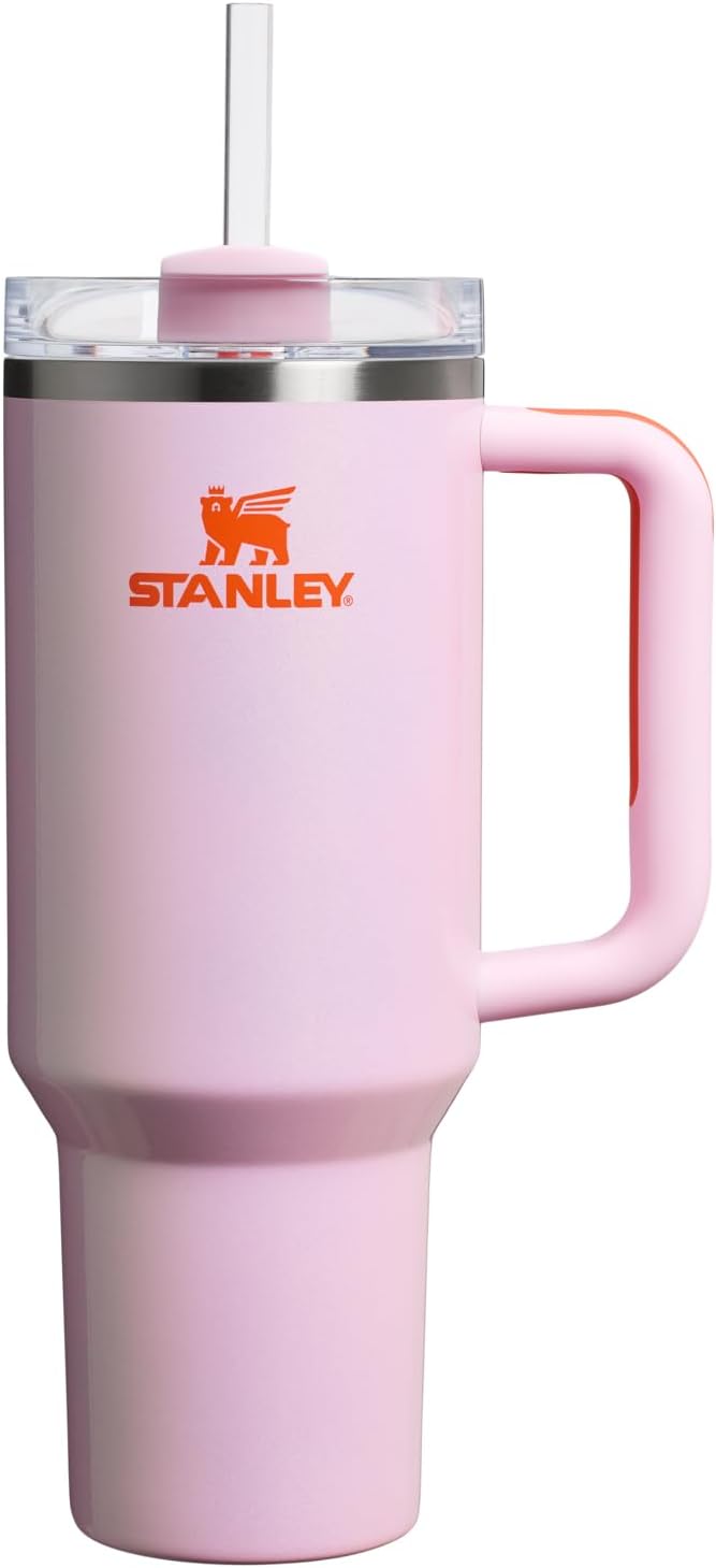 STANLEY Quencher H2.0 Tumbler with Handle and Straw 40 oz | Flowstate 3-Position Lid | Cup Holder Compatible for Travel | Insulated Stainless Steel Cup | BPA-Free | Cherry Blossom