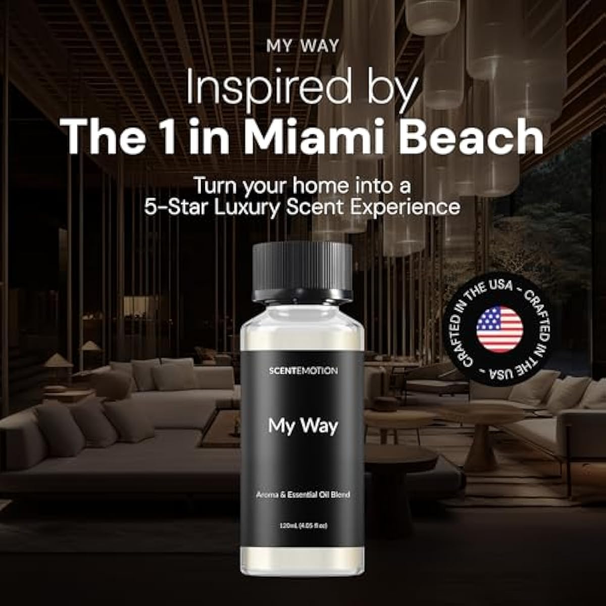 My Way Diffuser Oil Inspired by The 1 Miami Beach Scent, Scent Diffuser Oil with Notes of Cardamom, Leather, Lemon & Iris, Aromatherapy Fragrance, Essential Oil Blend | 120ml, 4.05 fl oz